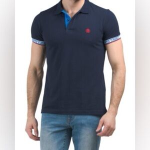 Roberto Cavalli Navy Contrast Trim Logo Polo Shirt Men's size Large